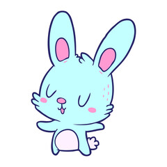 cute cartoon rabbit in bright neon color