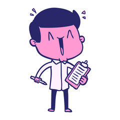 cartoon happy man in bright neon color