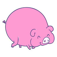 cartoon pig in bright neon color