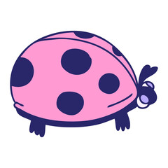 hand drawn quirky cartoon ladybird in bright neon color