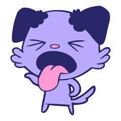 cartoon disgusted dog in bright neon color