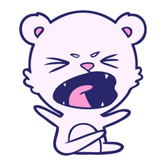 angry polar bear cartoon in bright neon color