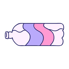 hand drawn cartoon doodle of a soda bottle in bright neon color