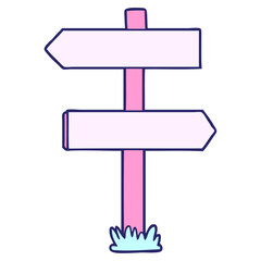 cartoon sign post in bright neon color