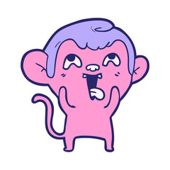 crazy cartoon monkey in bright neon color