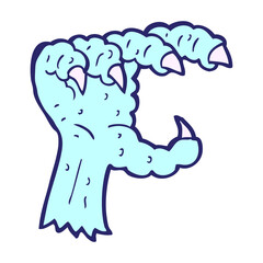 cartoon monster claw in bright neon color