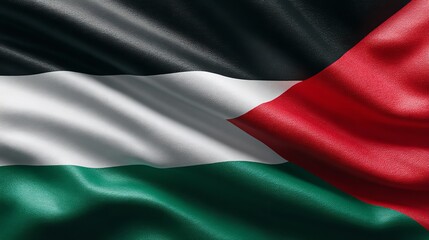 Fototapeta premium Waving flag of Palestine featuring vibrant and textured material detail