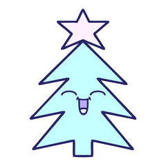 Fototapeta premium cute cartoon of a christmas tree in bright neon color