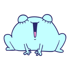 cute cartoon frog in bright neon color