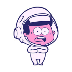 cartoon surprised astronaut in bright neon color