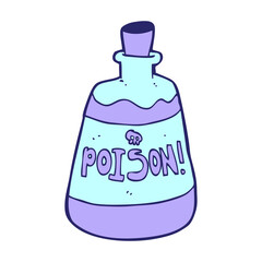 cartoon bottle of poison in bright neon color