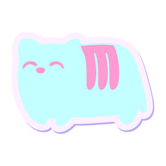 loaf cat sticker in bright neon color