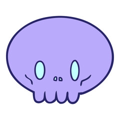 cartoon skull in bright neon color