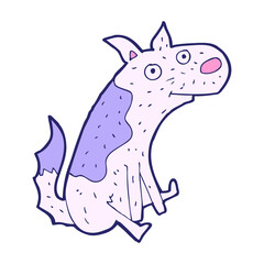 cartoon sitting dog in bright neon color