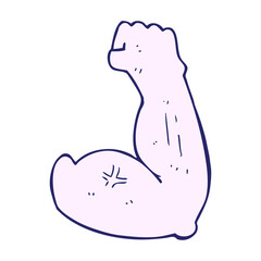 flexing strong arm cartoon in bright neon color