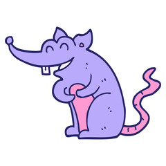 cartoon rat in bright neon color