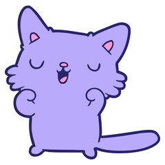 happy cartoon cat in bright neon color