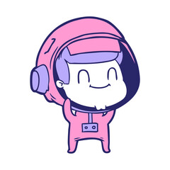 happy cartoon astronaut man in bright neon color