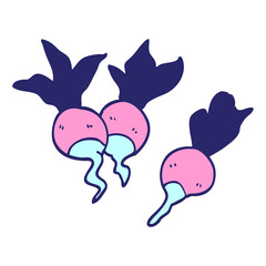 Obraz premium cartoon doodle healthy radish in bright neon color