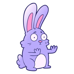 Obraz premium cartoon scared rabbit in bright neon color