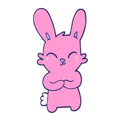 cute hand drawn doodle style cartoon rabbit in bright neon color