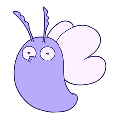 funny cartoon butterfly in bright neon color