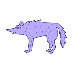 cartoon wolf in bright neon color