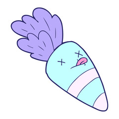 cartoon dead carrot in bright neon color