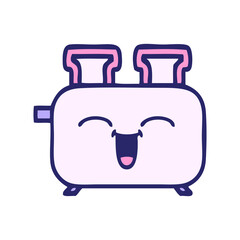cute cartoon of a of a toaster in bright neon color