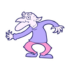 cartoon goblin in bright neon color