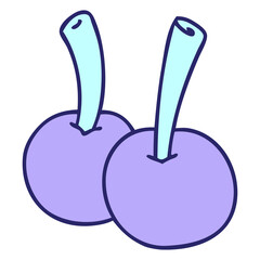 hand drawn quirky cartoon cherries in bright neon color
