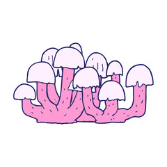 cartoon mushroom in bright neon color