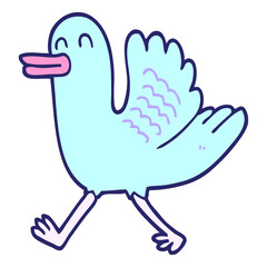 cartoon duck in bright neon color