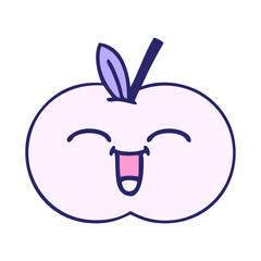 cute cartoon of a juicy apple in bright neon color