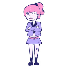 cartoon cool girl in bright neon color