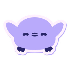 cute cartoon baby bird sticker in bright neon color