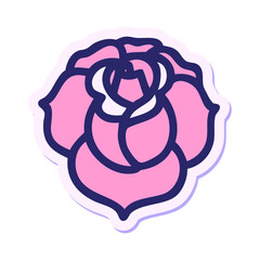 sticker of tattoo in traditional style of a flower in bright neon color