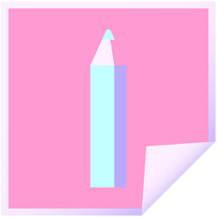 green coloring pencil graphic vector illustration square sticker in bright neon color