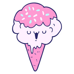 Obraz premium cartoon ice cream in bright neon color