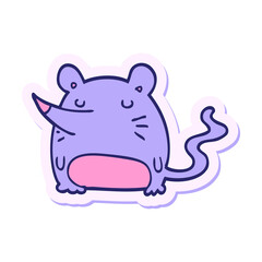sticker of a cartoon mouse in bright neon color