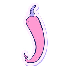 sticker of a cartoon chilli pepper in bright neon color