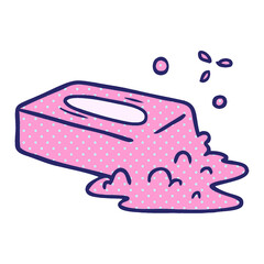 hand drawn cartoon doodle of a bubbled soap in bright neon color