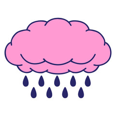 tattoo in traditional style of a cloud raining in bright neon color