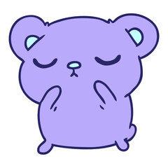 freehand drawn cartoon of a cute bear in bright neon color