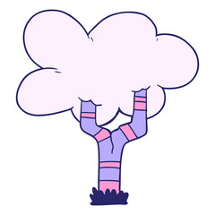 cartoon tree in bright neon color