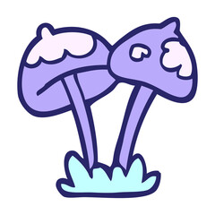 cartoon doodle mushroom in bright neon color