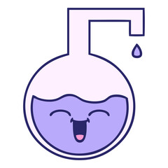 cute cartoon of a science experiment  in bright neon color
