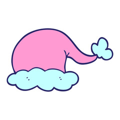 cartoon doodle santa hat in bright neon color