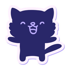little cat sticker in bright neon color