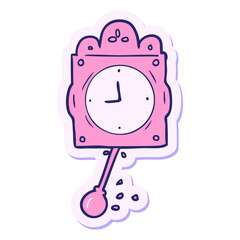 sticker of a cartoon ticking clock in bright neon color